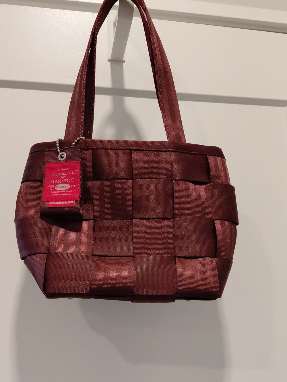 NEW Harveys Wine Maroon Woven Seatbelt Tote